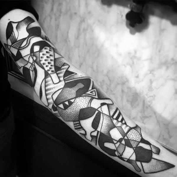 Incredible Tattoo Design Ideas For Males With Abstract Bottle Shapes On Forearm