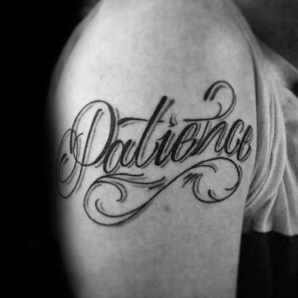 Incredible Upper Arm Patience Tattoos For Men