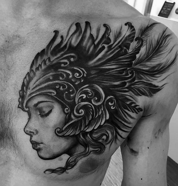 Incredible Valkyrie Tattoos For Men On Chest