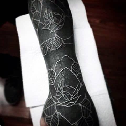 Incredible White Ink Rose Sleeve Tattoos For Males