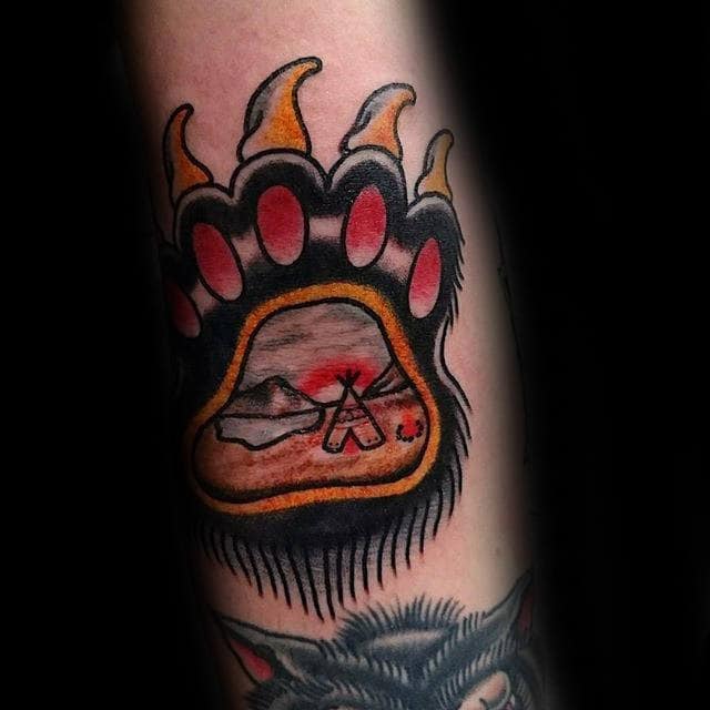 Indian Bear Claw Old School Mens Tattoos
