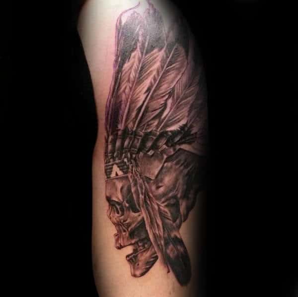 Indian Skull Male Tattoo Ideas On Arm