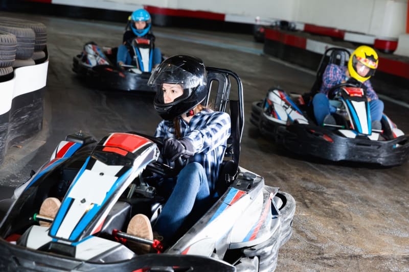 indoor go-carting rainy day date ideas