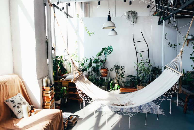 indoor boho hammock