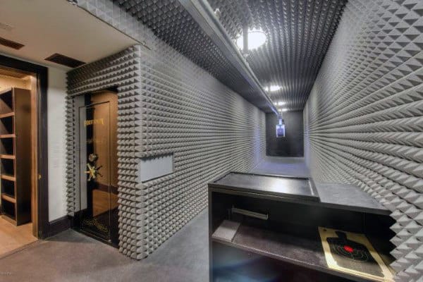 indoor shooting pistol range basement of home