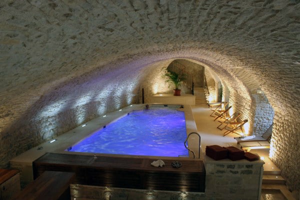 Indoor Stone Brick Wall Home Swimming Pool Designs