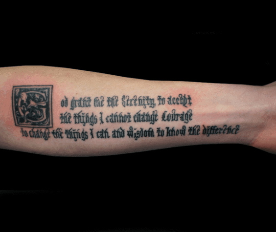 Inenr Forearm Guys Serenity Prayer Tattoo Designs