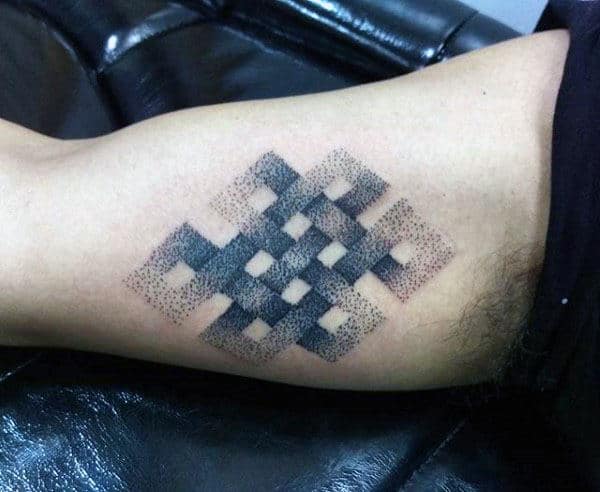 Infinity Knot Pointillism Mens Tattoo On Inner Arm
