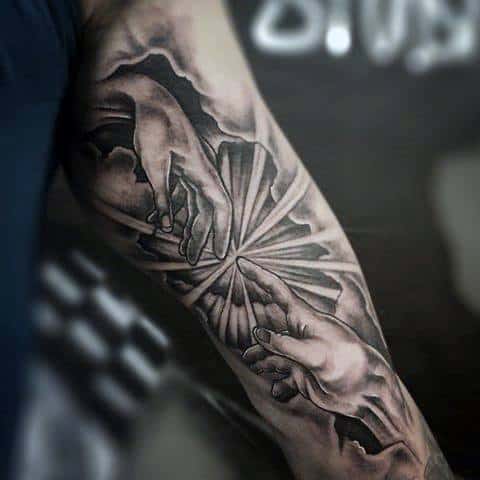 Inner Arm 3d Cool Male The Creation Of Adam Tattoo Designs