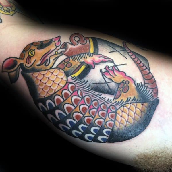 Inner Arm Bicep Armadillo Tattoo Ideas For Males