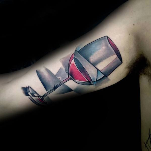 Inner Arm Bicep Artistic Male Wine Tattoo Ideas