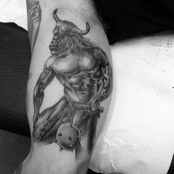 Inner Arm Bicep Awesome Minotaur Tattoos For Men