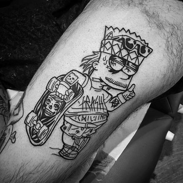 Inner Arm Bicep Bart Simpson Tattoos For Gentlemen
