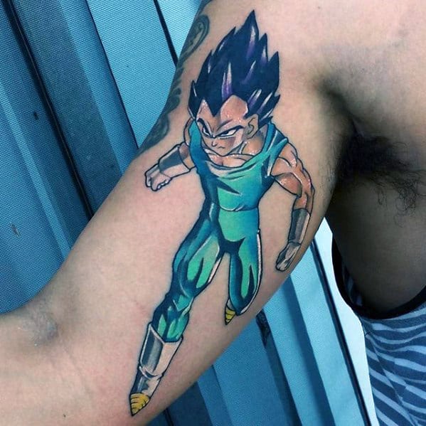 Inner Arm Bicep Blue Vegeta Mens Tattoos