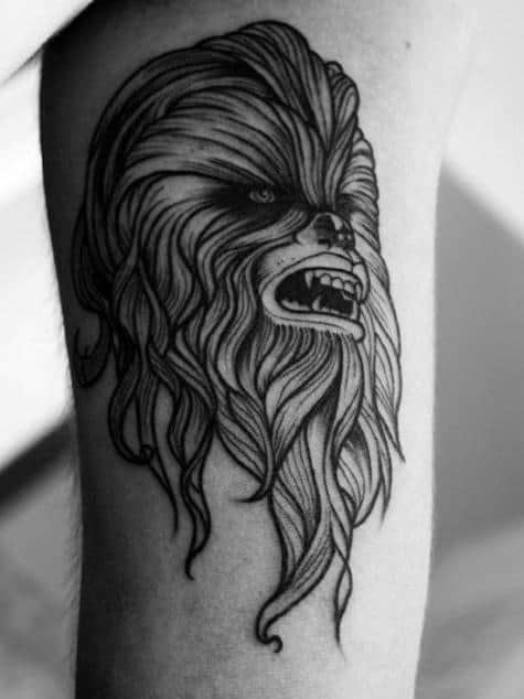 Inner Arm Bicep Chewbacca Tattoo For Guys