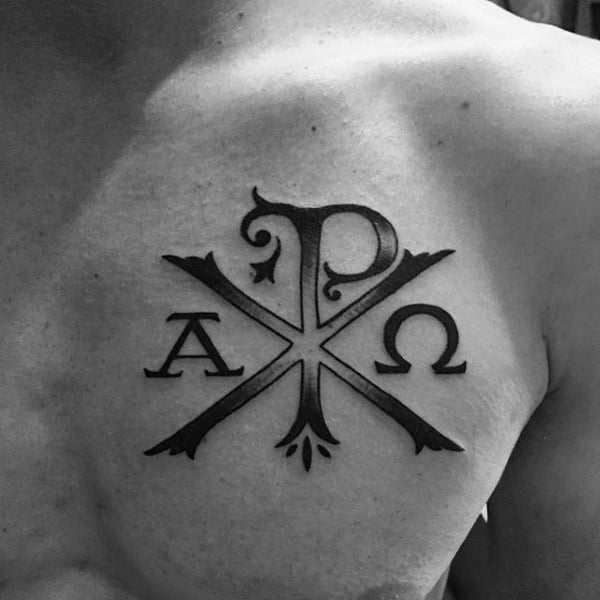 Inner Arm Bicep Chi Rho Tattoos For Guys