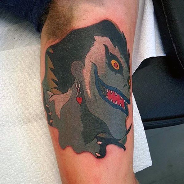 Inner Arm Bicep Cool Death Note Tattoo Design Ideas For Male
