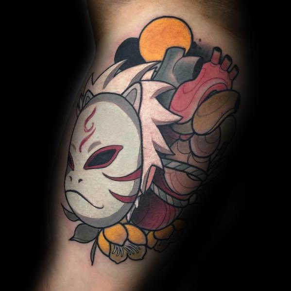 Inner Arm Bicep Cool Male Kakashi Heart Tattoo Designs