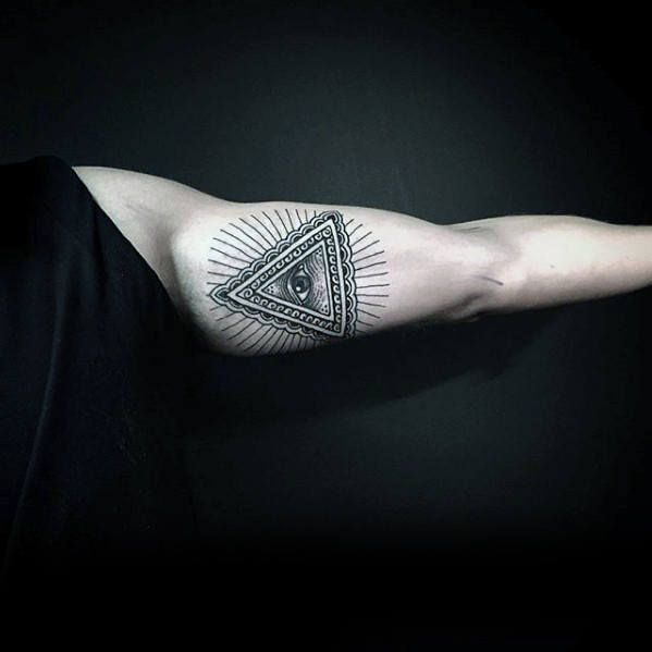 Inner Arm Bicep Decorative Eye Of Providence Male Tattoo Ideas