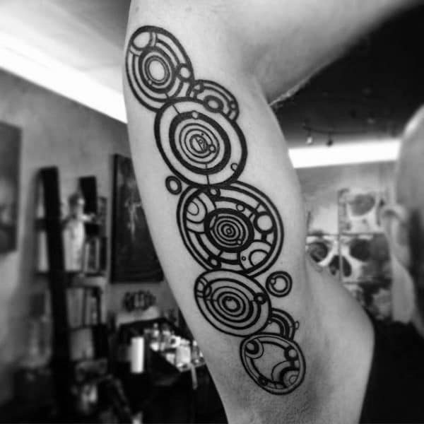 Inner Arm Bicep Gallifreyan Male Tattoos
