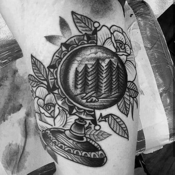 Inner Arm Bicep Globe Crystal Ball Mens Tattoo Ideas