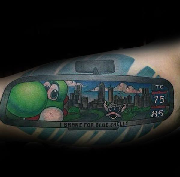 Inner Arm Bicep Guys Tattoo Ideas Yoshi Mirror Racing Designs