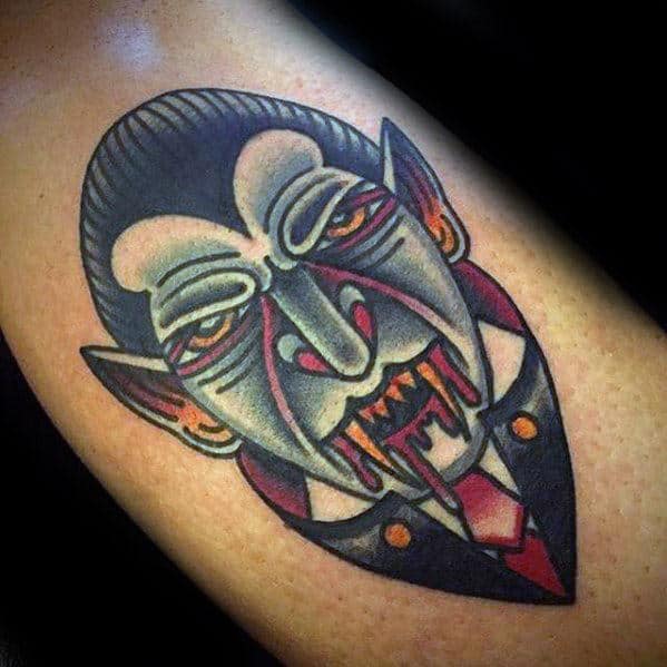 Inner Arm Bicep Male Dracula Old School Traditional Tattoo Ideas