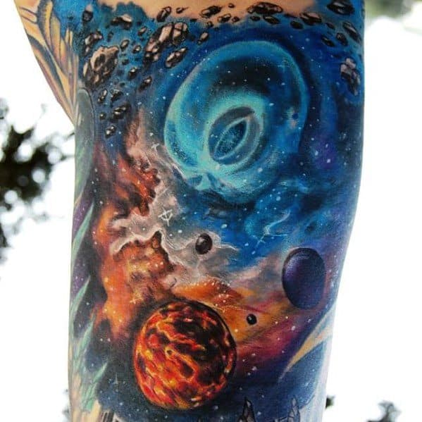Inner Arm Bicep Masculine Celestial Tattoos For Men