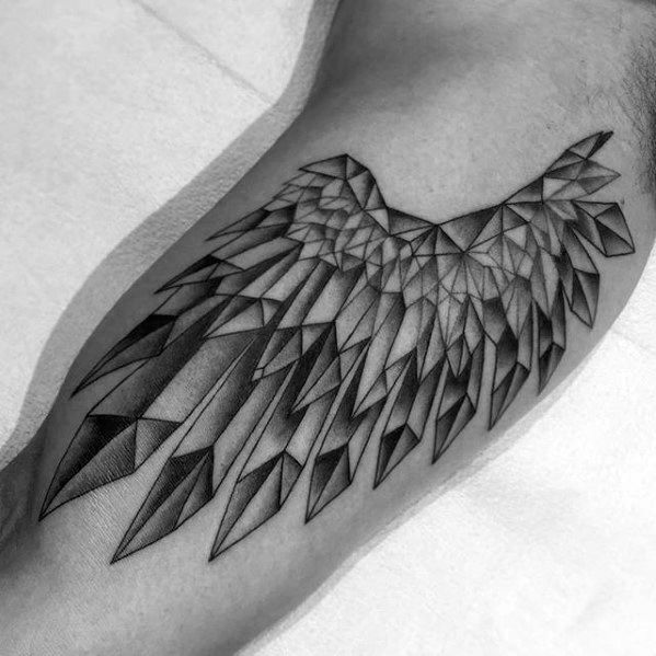 Inner Arm Bicep Mens Crystal Wing Tattoos