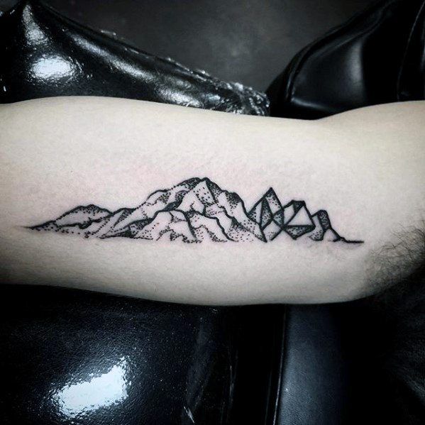 Inner Arm Bicep Mountains Small Unique Tattoos For Guys