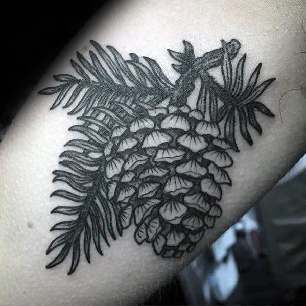Inner Arm Bicep Pine Cone Tattoo Ideas For Guys