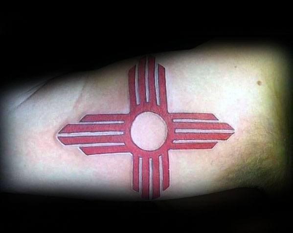 Inner Arm Bicep Red Zia Guys Tattoos