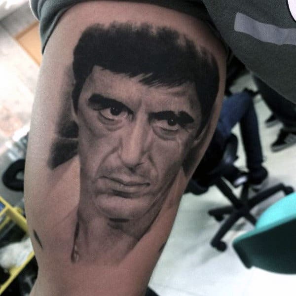 Inner Arm Bicep Scarface Mens Tattoos