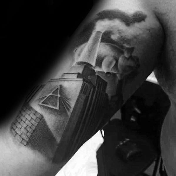 Inner Arm Bicep Shaded Creative Pink Floyd Tattoos For Men
