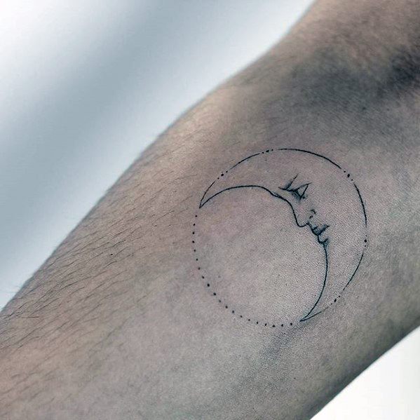 Inner Arm Bicep Simple Geometric Moon Tattoos For Men