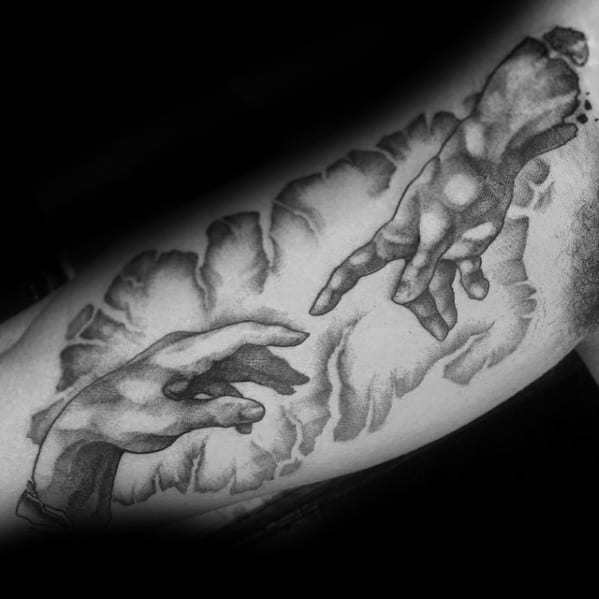 Inner Arm Bicep The Creation Of Adam Tattoos Male