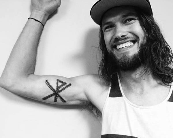 Inner Arm Male Chi Rho Tattoo Design Inspiration