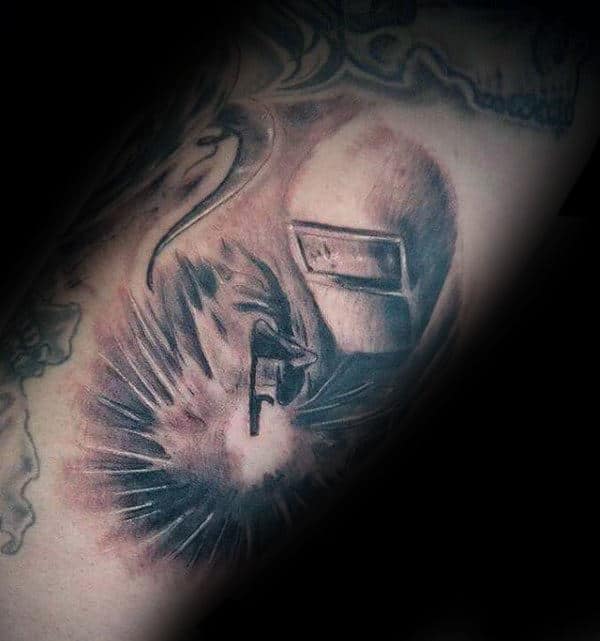 Inner Arm Male Shaded Welder Tattoo Designs