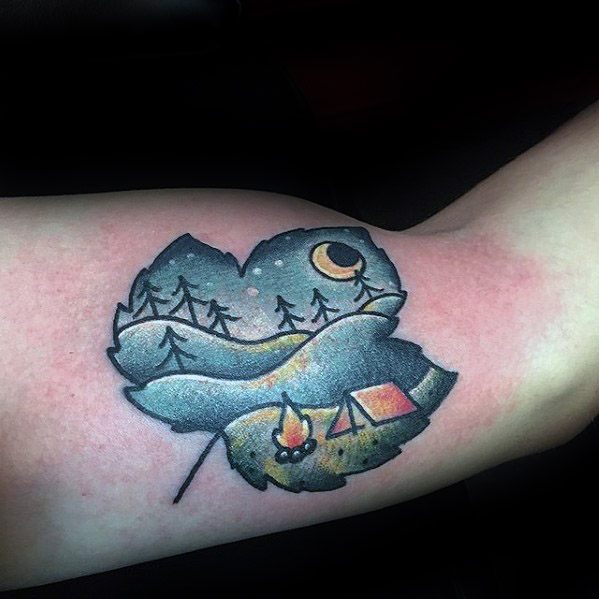 Inner Arm Maple Leaf Mens Cool Tent Tattoo Ideas