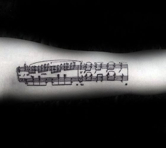 Inner Arm Masculine Music Staff Tattoos For Men