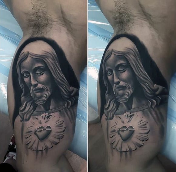 Inner Arm Sacred Heart Jesus Mens 3d Tattoos