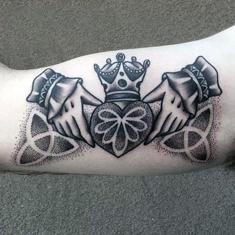 Inner Bicep Claddagh Guys Tattoos