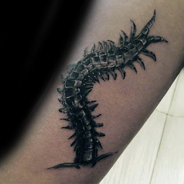 Inner Forearm 3d Centipede Mens Tattoo Ideas