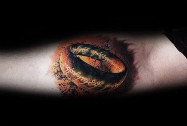 Inner Forearm 3d Lord Of The Rings Tattoo Design Ideas For Men