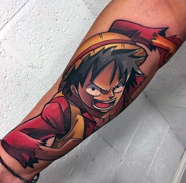 Inner Forearm 3d One Piece Guys Tattoo Designs