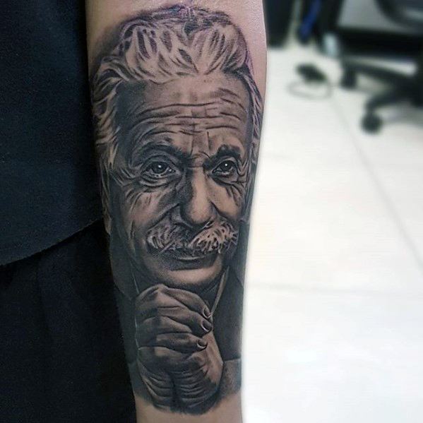 Inner Forearm Albert Einstein Mens Tattoo Ideas