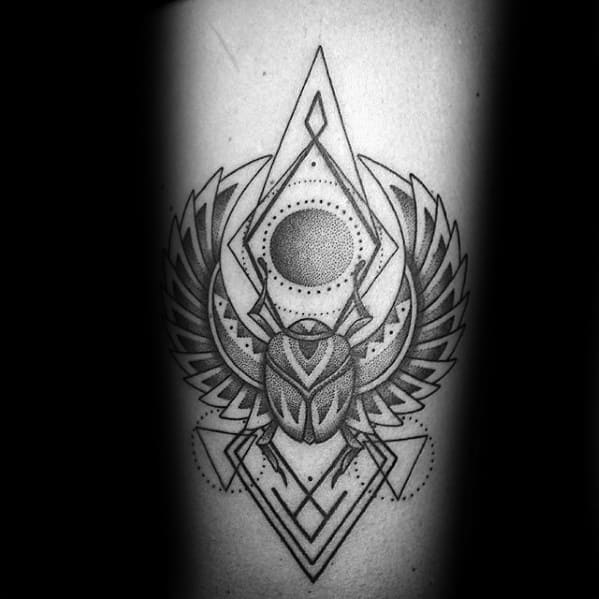 inner forearm amazing mens geometric detailed scarab bettle tattoo designs