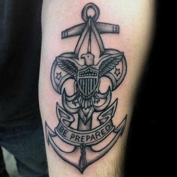 Inner Forearm Anchor Eagle Scout Mens Tradtional Old School Tattoos