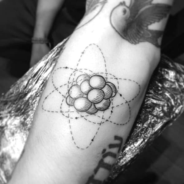 Inner Forearm Atom Guys Science Tattoo Ideas