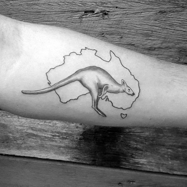 Inner Forearm Australia Outline Kangaroo Guys Tattoo Designs
